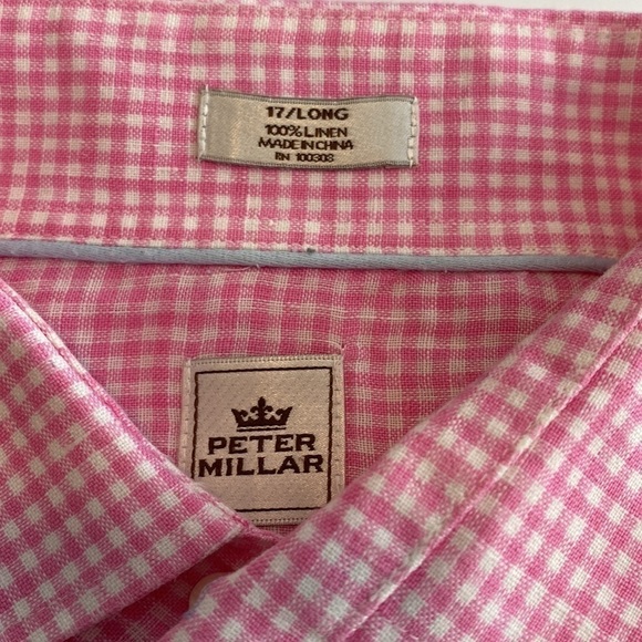Peter Millar linen shirt size 17 L long sleeved - Picture 2 of 8